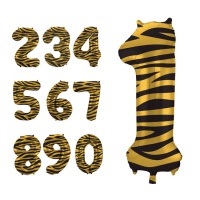 Balão número Tigre Dourado 86 cm - Folat