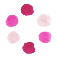 Pompons acrílicos com tubo em 3 tons de rosa 2,5 cm - Innspiro - 50 unid.