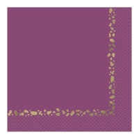 Guardanapos roxos com Animal Print dourado 16,5 x 16,5 cm - 16 unid.
