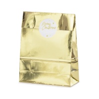 Saco de presente dourado de 18 x 8 x 28,5 cm - 3 unidades