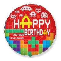 Feliz Aniversário Balão de Jogo de Vídeo 45 cm - Converta a Festa
