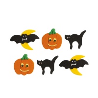 Figuras de açúcar de abóboras, morcegos e gatos - Decoração - 6 unidades