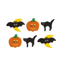 Abóboras, morcegos e gatos bonecos de açúcar - Decorar - 6 unidades