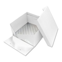 Caixa de bolo quadrada 22 x 22 x 15 cm com base quadrada de 0,3 cm - PME