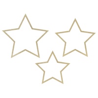 Pendente decorativo de madeira em forma de estrela com purpurina - 3 unidades