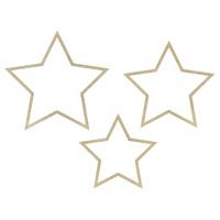 Pingente decorativo de estrela de madeira com purpurina - 3 pcs.