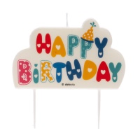 Vela de Happy Birthday de cores de 10 x 6 cm