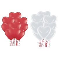 Balões de látex sólidos de coração de 25 cm - 6 unidades - PartyDeco
