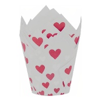 Cápsulas em formato tulipa de papel para muffins do Dia dos Namorados - Azucren - 50 unidades