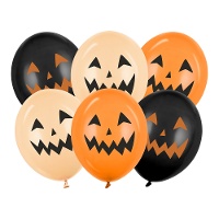 Balões de Látex para Halloween com Abóboras em Tons de Laranja de 30 cm - 6 Unidades