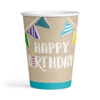 Copos Kraft Feliz Aniversário 250 ml - 8 unid.