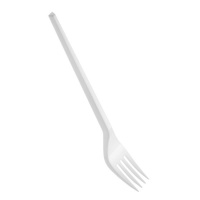 Garfos de plástico brancos de 18,5 cm - 12 unid.