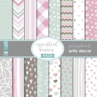 Kit de papéis para scrapbooking Essential Basics - Artis decor - 18 folhas