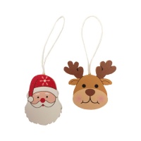 Renas e Pai Natal pendente 5 cm - 8 unid.