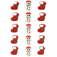 Figuras de açúcar de boneco de neve e meia - Azucren - 15 unidades