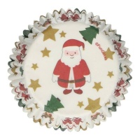 Cápsulas para cupcakes com Pai Natal, renas e estrelas - Funcakes - 48 unidades