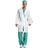Fato de médico cirurgião com boné para adulto
