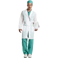 Roupa de Cirurgião Médico com Boné para Adulto