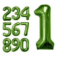 Balão numérico metálico verde 1 m