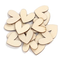 Figuras de coração de madeira 3 cm - 20 unidades
