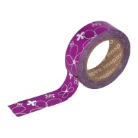 Washi tape flores metal rosa - 10 m