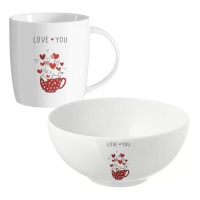 Caneca Love Pets de 350 ml e taça de 450 ml - 2 peças.