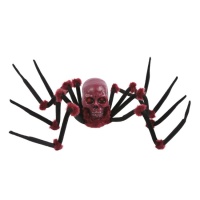 Aranha com caveira e pêlo grená com luz, som e movimento de 90 cm