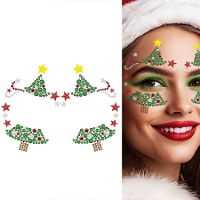 Joias adesivas faciais de Natal em forma de árvore