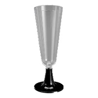 Copo de 150 ml de plástico com pé preto - 50 unidades