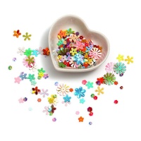 Lantejoulas de flores em vários tamanhos, de 0,5 a 1,5 cm - 5 gramas