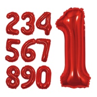 Balão numérico vermelho 1 m
