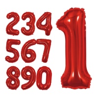 Balão numérico vermelho 1 m - 1 peça
