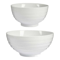 Taças redondas de porcelana branca de 1400 ml e 800 ml - 2 unidades