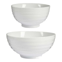 Taça redonda de porcelana branca de 0,8 L e 1,4 L - 2 peças