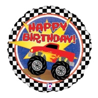 Balão redondo Monster Truck Happy Birthday 46 cm - Grabo