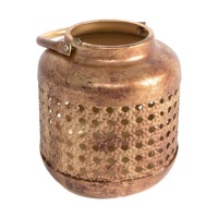 Castiçal de metal cobre 13 x 13,7 cm - Dcasa