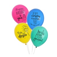 Balões de látex de aniversário com frases giras 30 cm - 8 peças