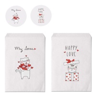 Envelope de oferta Love Pets 16 x 13 cm com autocolantes - 10 unid.