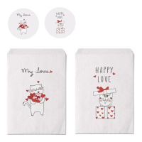 Envelope de oferta Love Pets 16 x 13 cm com autocolantes - 10 unidades