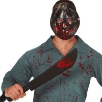 Máscara de assassino e machete pretos de 54 cm