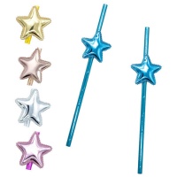 Palhinhas coloridas em forma de estrela - 6 unid.