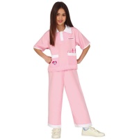 Fato de veterinária rosa e branco para rapariga