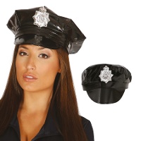 Boné de polícia com placa de vinil para adulto