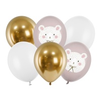 Balões de Látex Urso Bebé 30cm - PartyDeco - 6 unidades