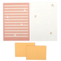 Folhas com envelopes para carta de coelhinhos e flores - 6 unid.