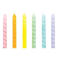 Velas em espiral pastel de 7 cm - 12 peças