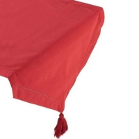 Passadeira de mesa vermelha de 50 cm com ponto de bainha e borlas - 1,50 m