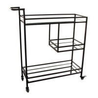 Carrinho 96 x 86 x 30 cm vidro preto - DCasa