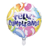 Balão Redondo Feliz Aniversário 45 cm