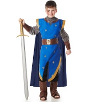 Traje de cavaleiro medieval cristão azul infantil
